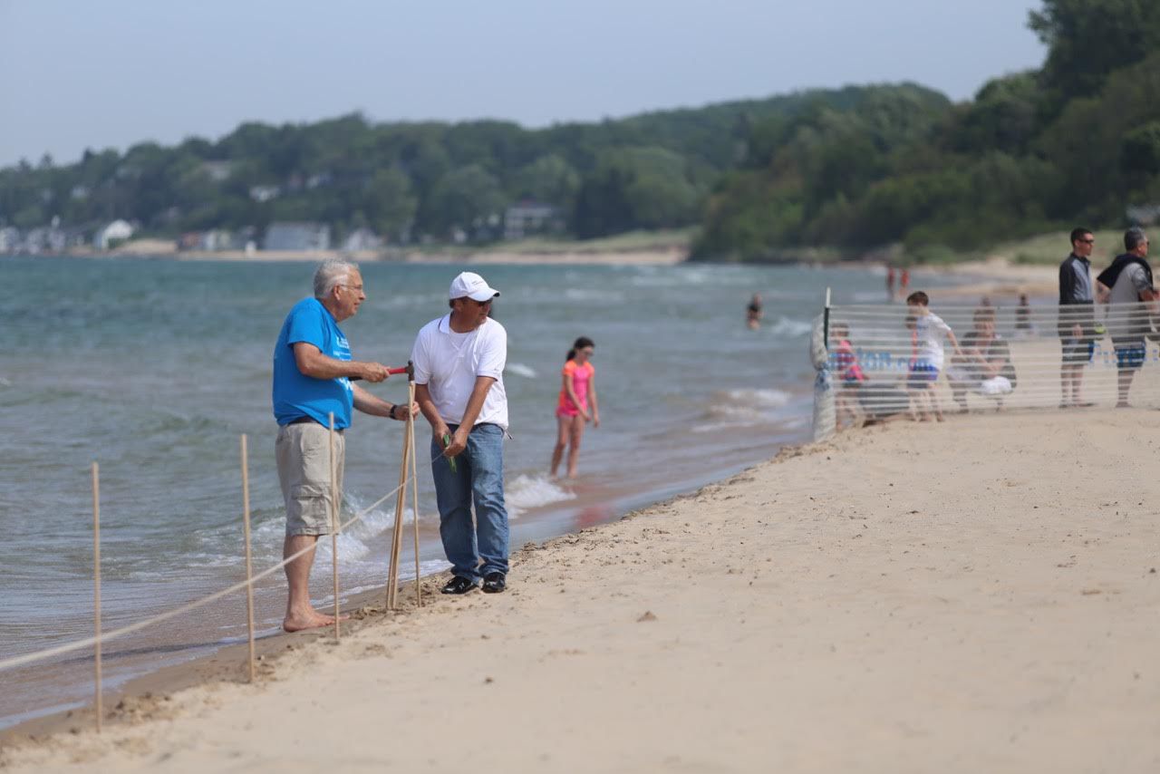 Setting up the beach